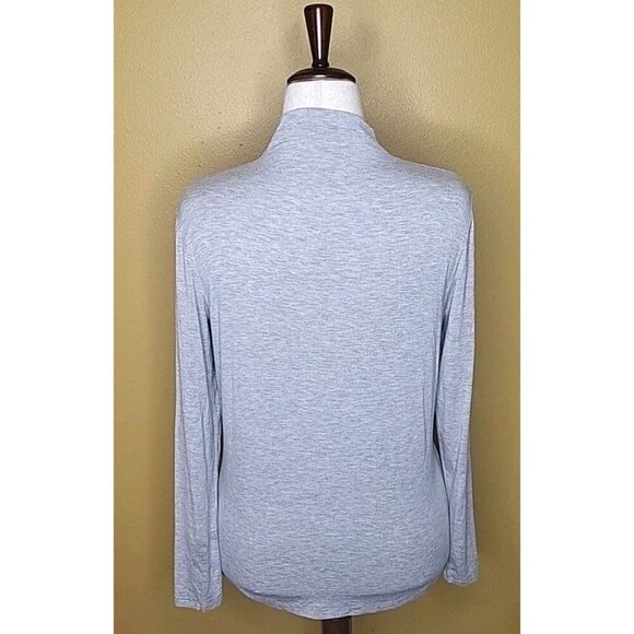Christian Siriano New York Womens Large Heather Gray High Neck Blouse Rayon Visc - Picture 2 of 8